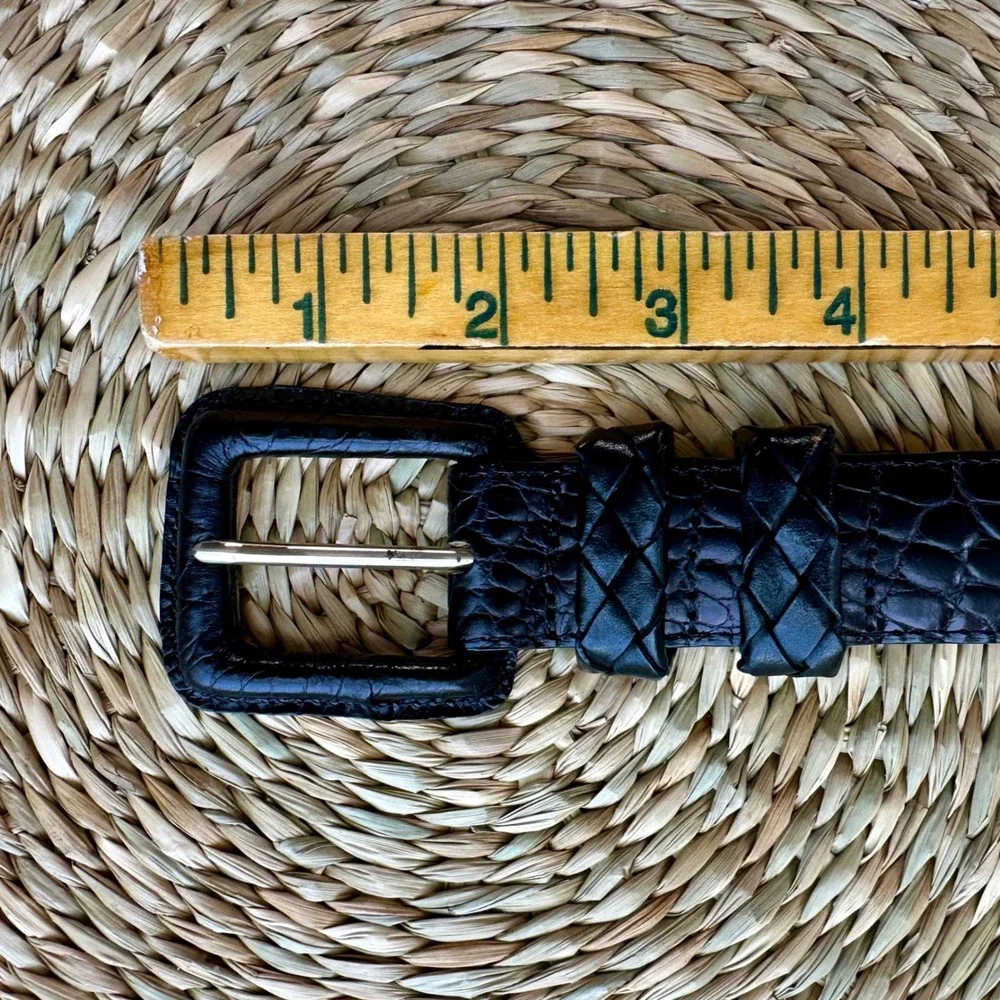 Brighton Classics Black Croc Embossed Leather Belt Womens 32 40053 USA Made